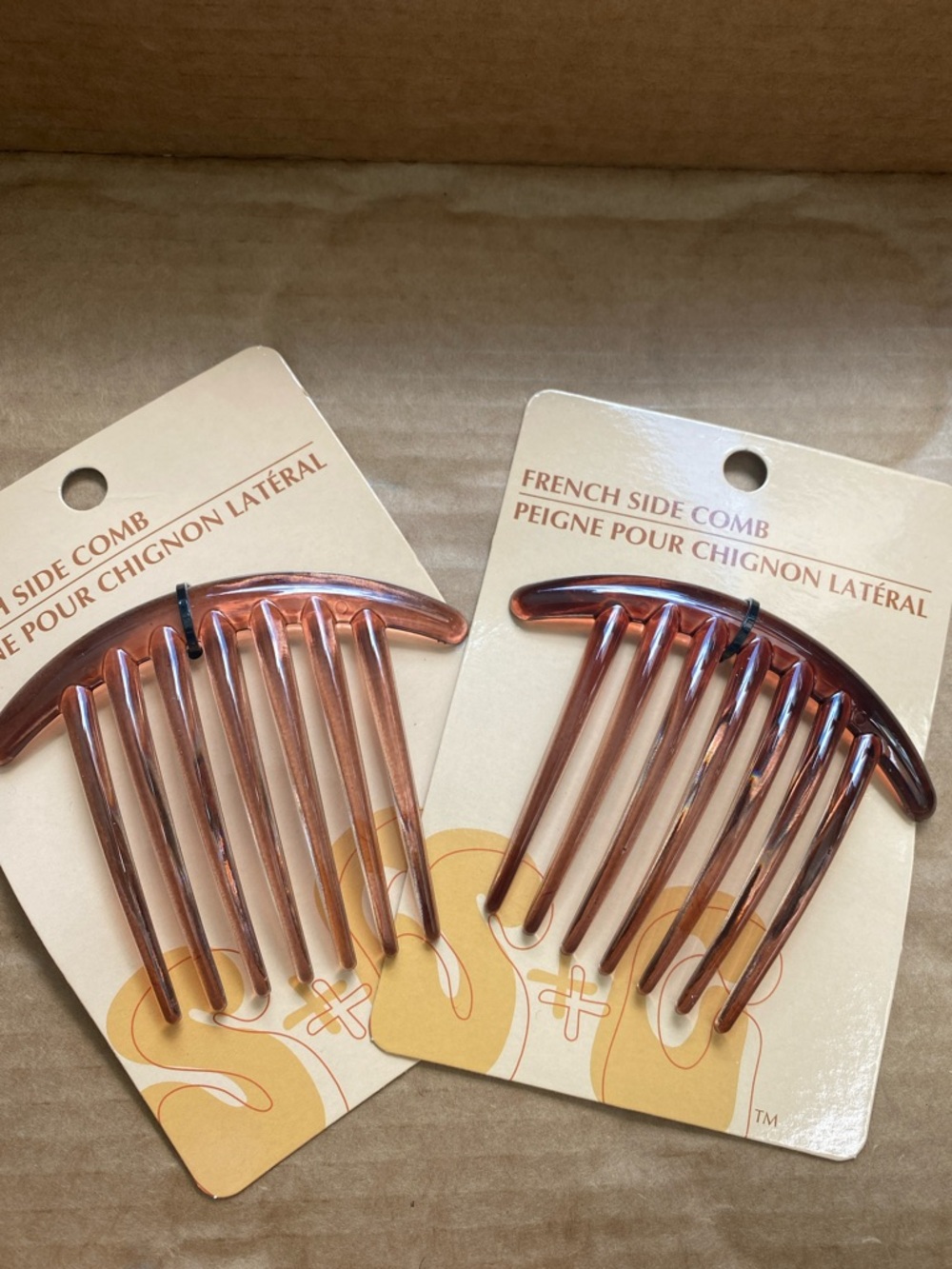 French Side Hair Comb - Translucent Amber (Set of 2)